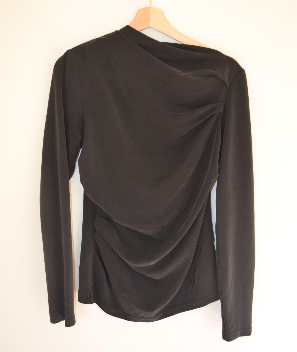 Acler Ruched Black Long Sleeve Top Size 8